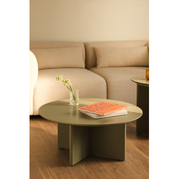 Ronde Salontafel Ø80 Cm In Mdf Saonara Groen – Salie - Sklum