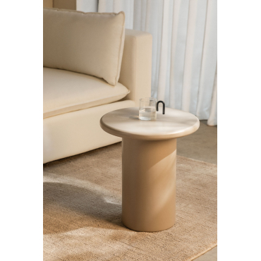 Ronde Bijzettafel In Mdf (ø45 Cm) Rodeo Tapioca Beige - Sklum
