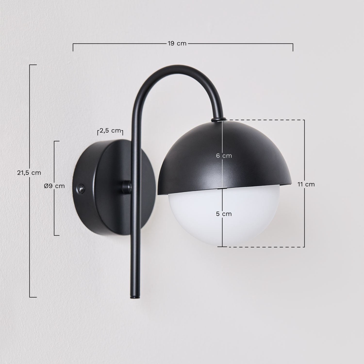 Birgit ijzeren badkamer wandlamp, AFMETINGEN