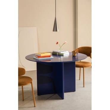 Ronde Eettafel In Mdf (ø120 Cm) Saonara Blauw – Ultramarijn - Sklum