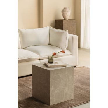 Vierkante Bijzettafel 45x45 Cm In Mdf Aria Wit Marmer - Sklum