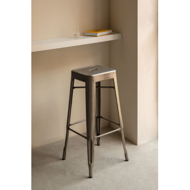 Hoge Kruk Van Geborsteld Lix-staal Grijs – Chroom & ↑75 Cm - Sklum