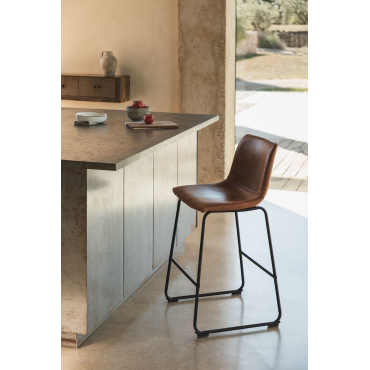 Set Van 2 Hoge Krukken Bekleed Met Ody Style Kunstleer Kameel Vintage & ↑65 Cm - Sklum