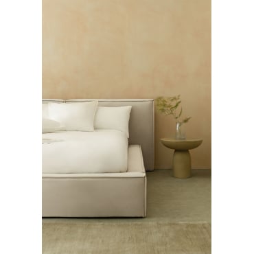 Gestoffeerd Bed Met Opbergruimte Lunari Zand Stof Ivoor & 140 X 190 Cm - Sklum