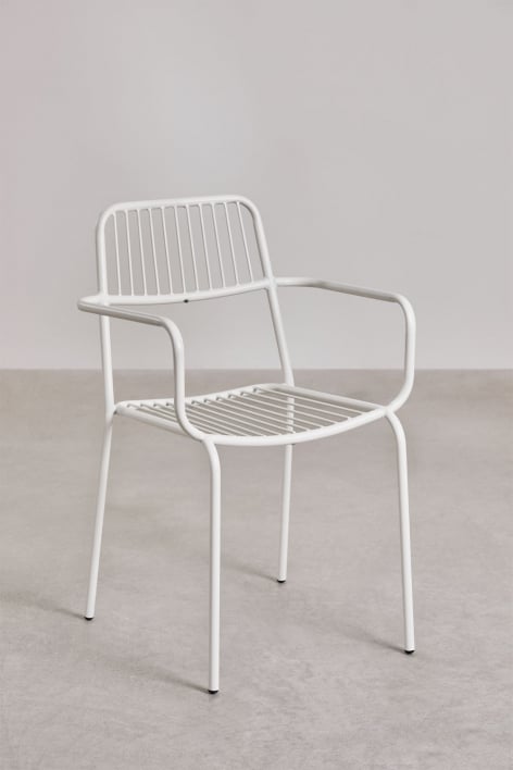 Stapelbare eetkamerstoel met armleuningen Elton - Gardenia Wit