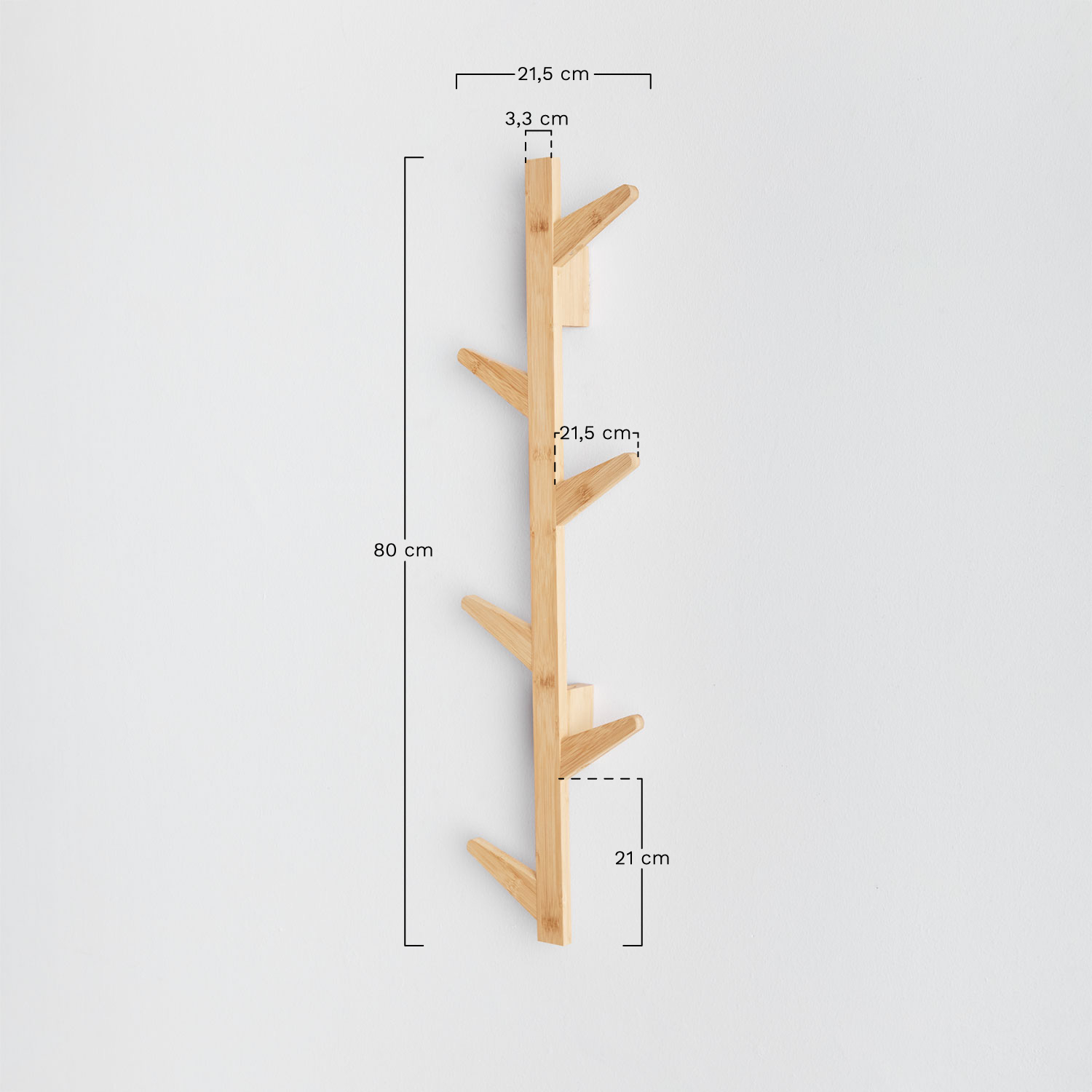 Gorafe bamboe wandkapstok, AFMETINGEN