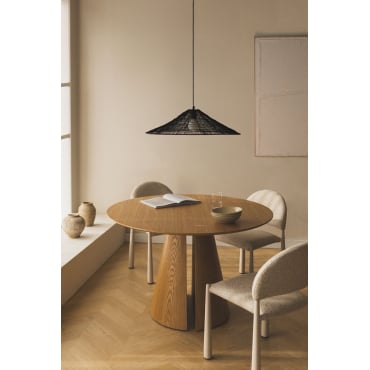 Ronde Eettafel Ø120 Cm In Mdf En Essenfineer Agnes Natuurlijk - Sklum