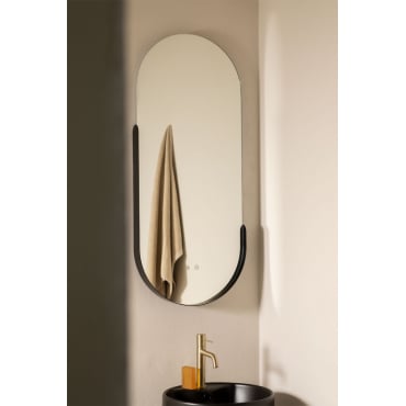 Ovale Badkamerwandspiegel Met Led-licht En Anti-condens (45x105 Cm) Vacson Zwart - Sklum