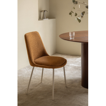 Set Van 2 Eetkamerstoelen In Chicago Bouclé Stof Bouclé Honing Geel - Sklum