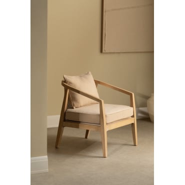 Kairos Houten Fauteuil Crème Beige - Sklum
