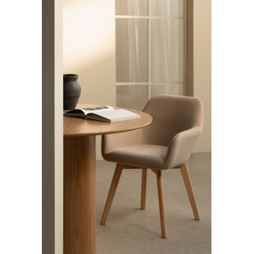 Pakket Van 4 Ervi Eetkamerstoelen Met Armleuningen Crème Beige - Sklum