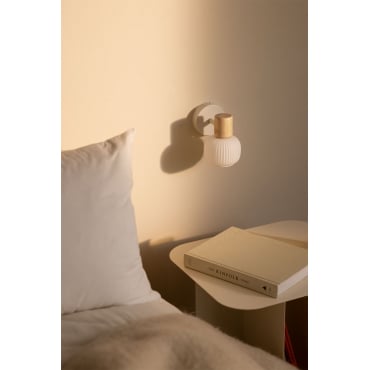 Wandlamp In Ijzer, Rubberhout En Glas Ekaizy Wit - Sklum