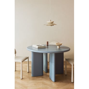 Ronde Eettafel In Mdf (ø120 Cm) Loulou Blauwe Mist - Sklum