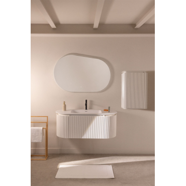 Carsone Houten Badkamermeubelset Met Geïntegreerde Wastafel Wit & Wit & Ovaal Led En Anticondens 120x80 Cm Meunier & Zwart ↑20 - Sklum
