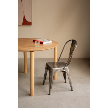 Set Van 4 Lix Geborstelde Stapelbare Eetkamerstoelen Staal - Sklum