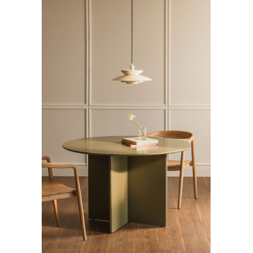 Ronde Eettafel In Mdf (ø120 Cm) Saonara Groen – Salie - Sklum