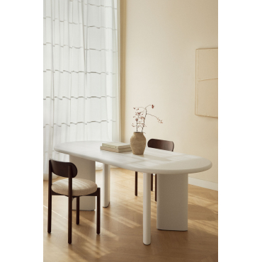 Ovale Eettafel 220x100 Cm In Mdf Loulou Gardenia Wit - Sklum