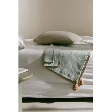 Plaid Deken Van Katoen Paraiba Celadon - Beige – Linnen - Sklum