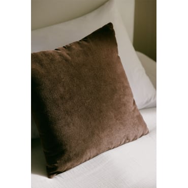 Vierkant Katoenen Fluwelen Kussen (40x40 Cm) Enid Bruin – Koffie - Sklum
