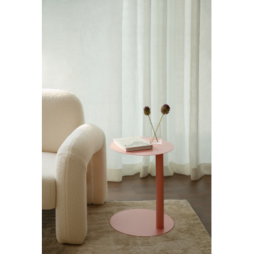 Ronde Bijzettafel Ø40 Cm In Staal Yannik Roze – Pioen - Sklum
