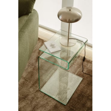 Rechthoekige Bijzettafel 40x35 Cm In Gehard Glas Diora Transparant - Sklum