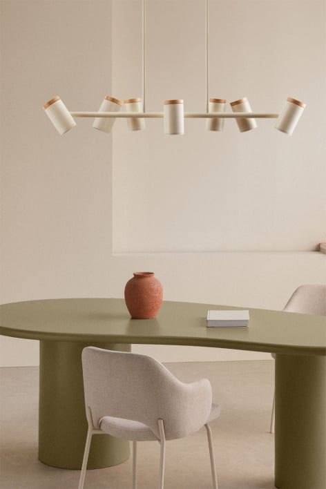 Draaibare plafondlamp met 7 lichtpunten in Amaranto-ijzer