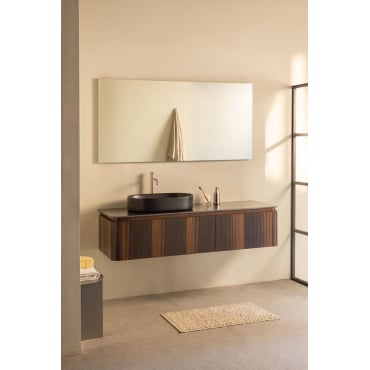 Lavenahouten Badkamermeubelset Donker Hout & Ovaal Rvs ↔︎60 Cm Lime & Rectangular Led And Antifog 160x75 Cm Jorvi - Sklum