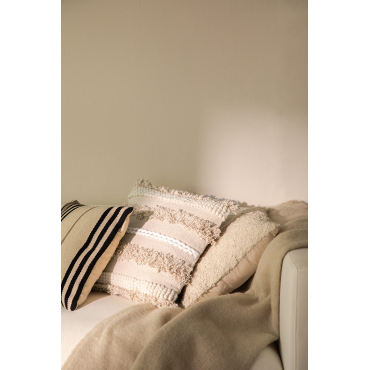 Vierkant Katoenen Kussen (50x50cm) Punet Beige – Linnen - Sklum