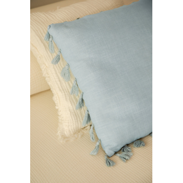 Vierkant Katoenen Kussen (45x45 Cm) Laurent Vintage Blauw - Sklum