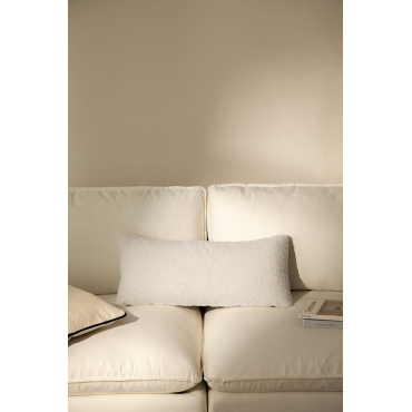 Rechthoekig Kussen 70x30 Cm In Borjan Schapenvacht Chenille White - Sklum