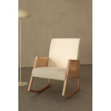 2-pack Schommelstoelen Van Rotan En Teddystof Tivisa Chenille White - Sklum