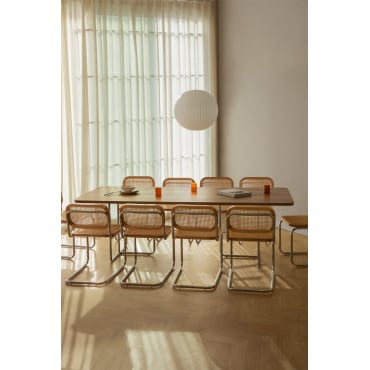 Rechthoekige Tafelset 240x100 Cm In Mdf En Roestvrij Staal En 10 Tento Rotan Eetkamerstoelen Essenfineer - Sklum