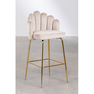 Set Van 2 Markina Fluwelen Hoge Krukken Beige – Crème & ↑75 Cm - Sklum
