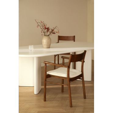 Set Van 4 Eetkamerstoelen In Eikenhout En Mara Signature Schapenvacht Donker Hout - Sklum