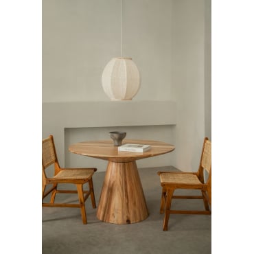 Ronde Eettafel In Weymar Acaciahout Natuurlijk Hout & Ø120 Cm - Sklum
