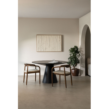 Ronde Eettafel In Weymar Mangohout Gewoon Zwart & Ø140 Cm - Sklum