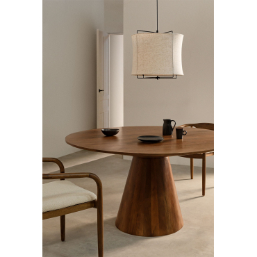 Ronde Eettafel In Weymar Mangohout Donker Hout & Ø140 Cm - Sklum