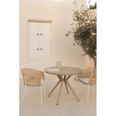 Valerie Ronde Aluminium Tuintafel Bruin - Mokka & Ø100 Cm - Sklum