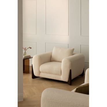 Grevena Fauteuil Van Schapenvacht Chenille White - Sklum