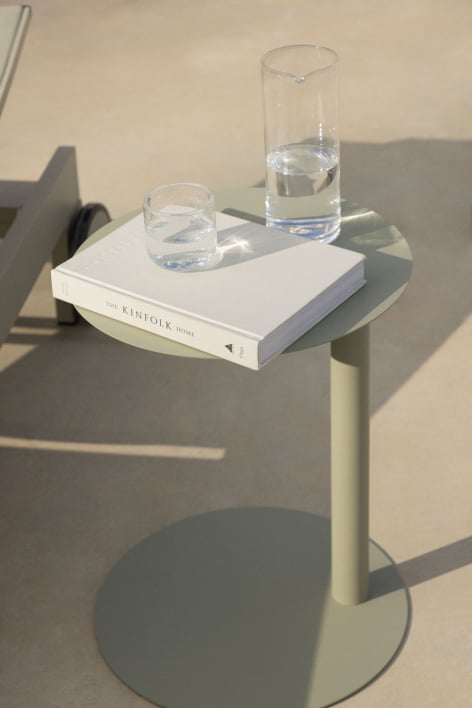 Ronde bijzettafel voor tuin Ø40 cm van staal Yannik - Groen – khaki