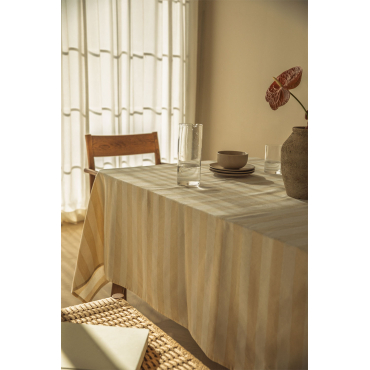 Tafelkleed In Katoen Efarin Tapioca Beige & 170 X 250 Cm - Sklum