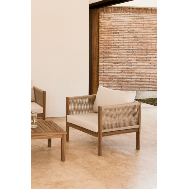 Branson Acacia Houten Fauteuil Met Armleuningen Acacia Bruin - Sklum