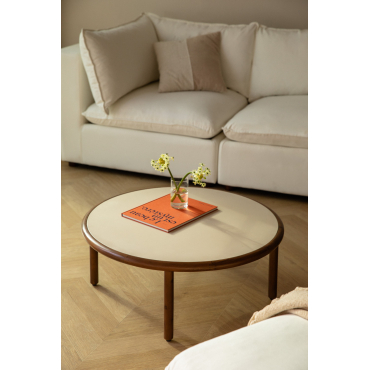 Olivia Ronde Salontafel In Acaciahout Beige - Semoline & Ø80 Cm - Sklum