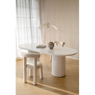 Ovale Eettafel 220x100 Cm In Cement Velia Wit - Sklum