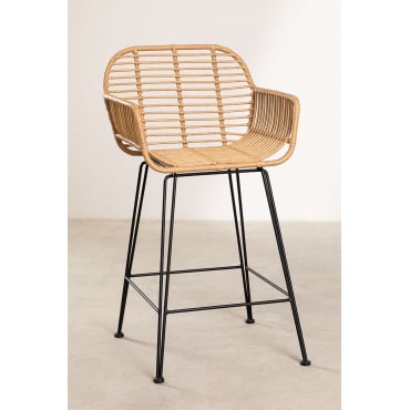 Set Van 4 Hoge Tuinkrukken Van Eska Synthetisch Rotan Zwart & ↑65 Cm - Sklum