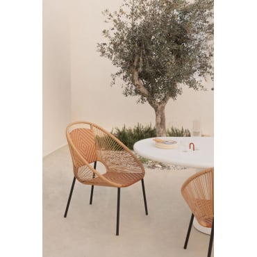 Set Van 4 Stapelbare Tuinstoelen In Ijzer En Synthetisch Wicker Cintia Natuurlijk - Sklum