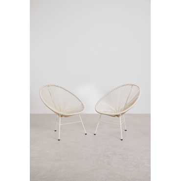 Set Van 2 Stoelen Van Staal En Synthetisch Riet New Acapulco Tapioca Beige - Sklum
