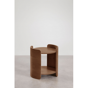 Ronde Bijzettafel Ø45 Cm In Hout Adelis Marrón Nogal Oscuro - Sklum