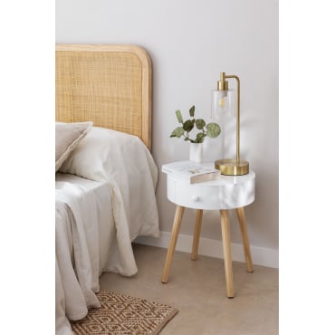 Set Van 2 Lamba Houten Nachtkastjes Wit - Sklum