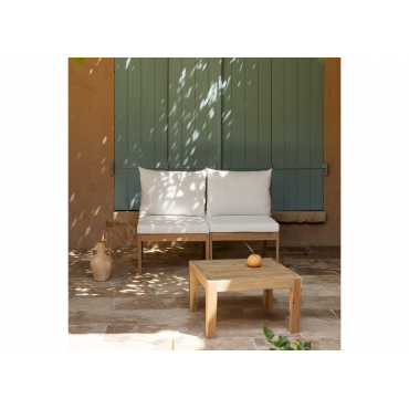 Tuinset Met Een Modulaire Bank In 2 Delen En Een Salontafel In Filips Acaciahout Gardenia Wit - Sklum